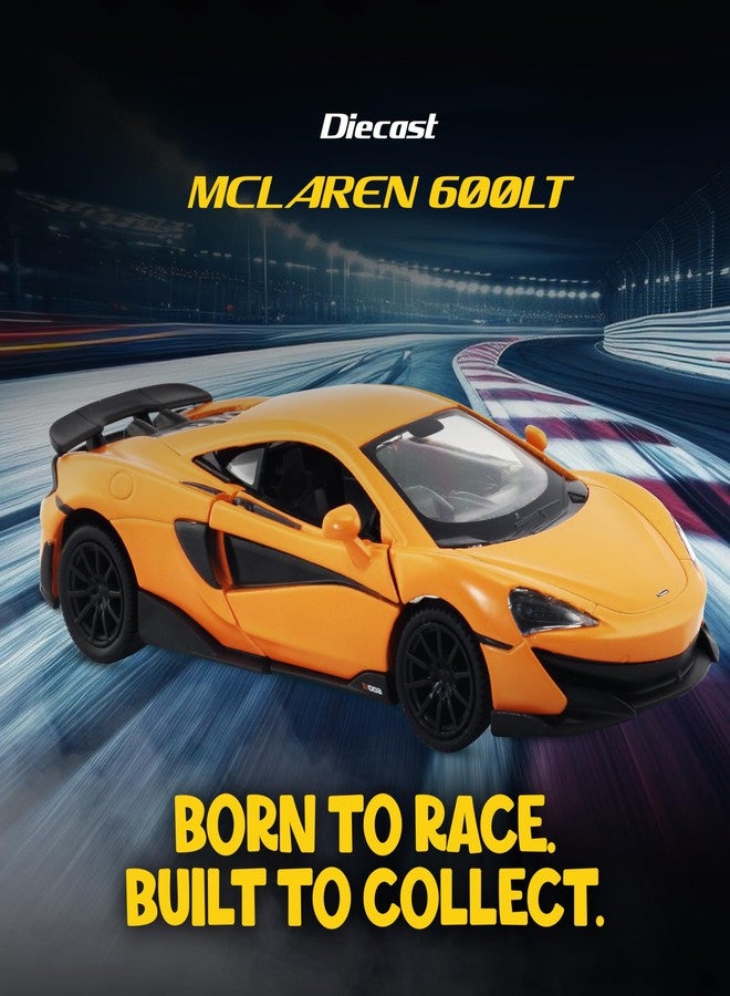 آر إم زد سيتي سيارة ماكلارين 600LT لعبة من المعدن المصبوب من Rmz City، مقاس 5 بوصات، بمقياس 1:37 | سيارة مرخصة قابلة للتحصيل مع أبواب قابلة للفتح وآلية سحب للخلف | سلسلة عالمية للأطفال ومحبي السيارات | برتقالي مطفي - Image 3